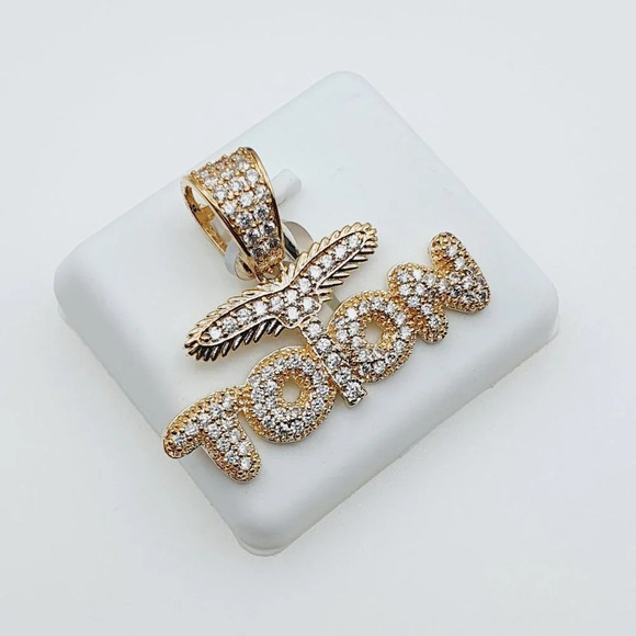 "14K Gold Plated Cubic Zircon Pendant, INUS1BR016 - Picture 7 of 10